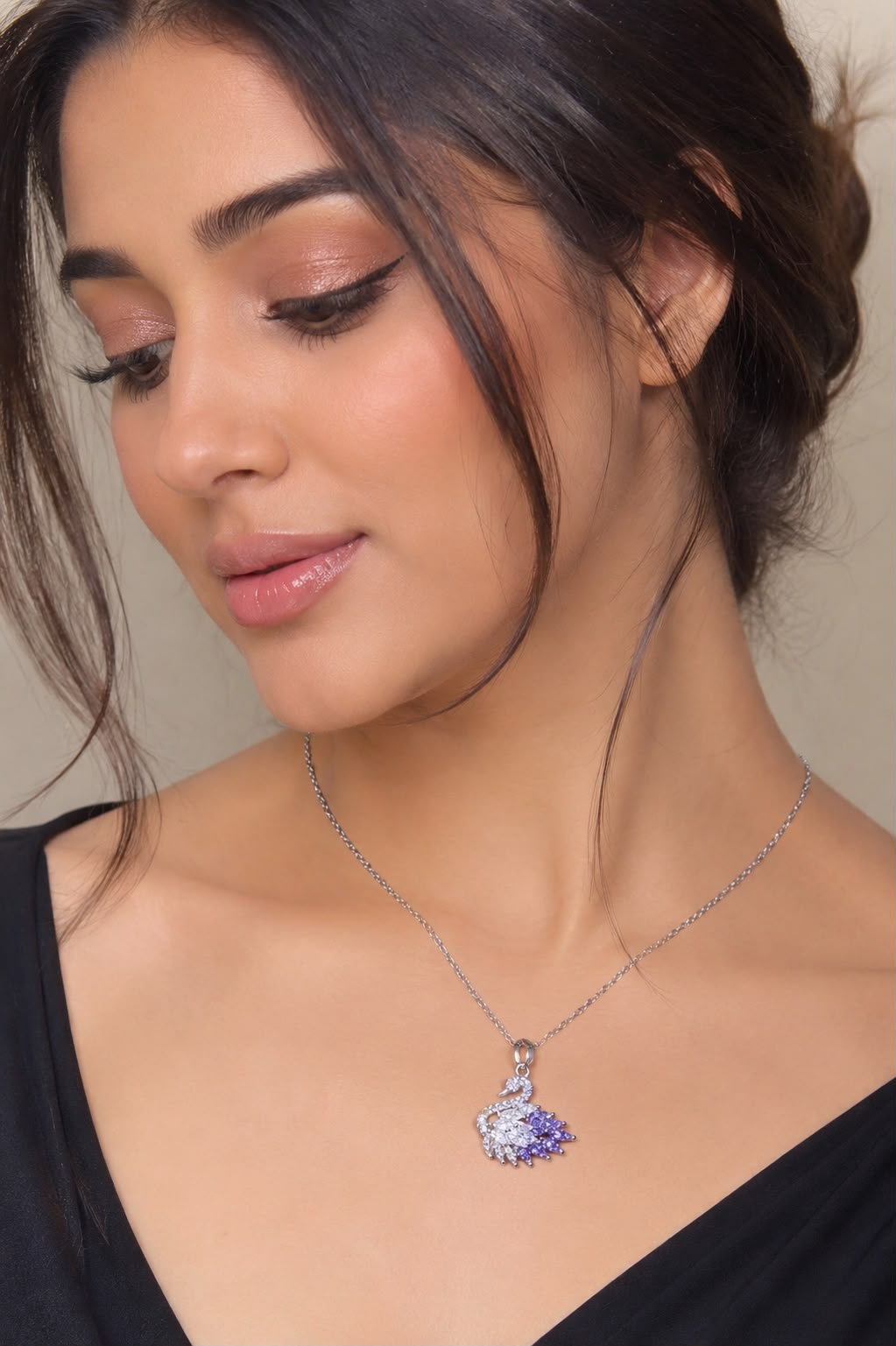 Swan Pendant Necklace - Stainless Steel
