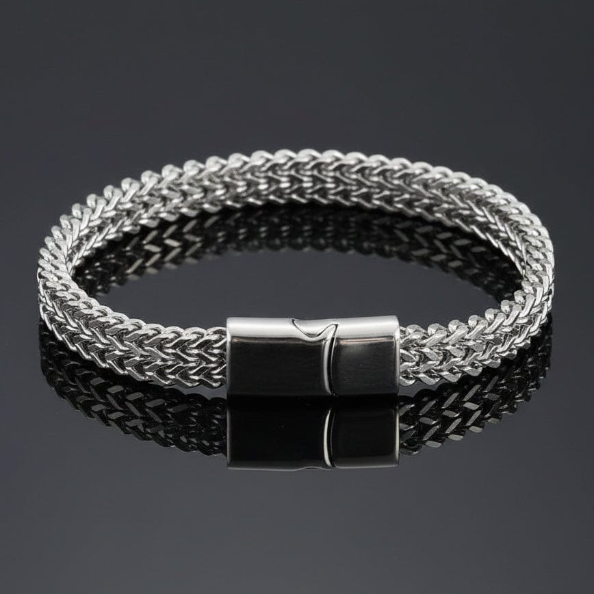 8mm Silver Mesh Bracelet for Men – Magnetic Lock
