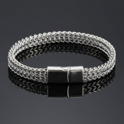 8mm Silver Mesh Bracelet for Men – Magnetic Lock