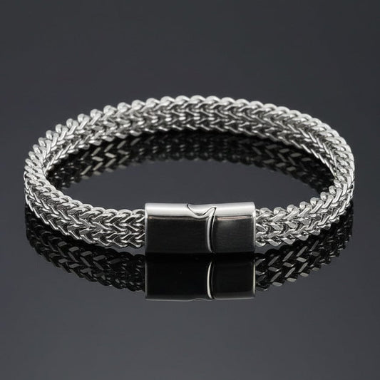8mm Silver Mesh Bracelet for Men – Magnetic Lock