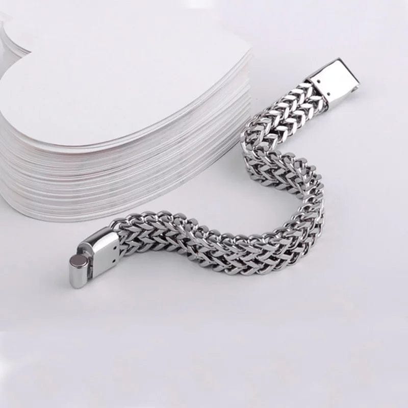 8mm Silver Mesh Bracelet for Men – Magnetic Lock