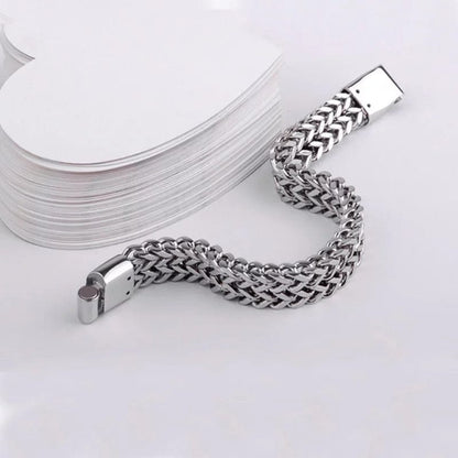 8mm Silver Mesh Bracelet for Men – Magnetic Lock