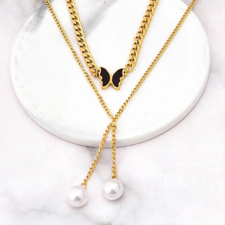 Butterfly Pearl Necklace - Luxique Collection